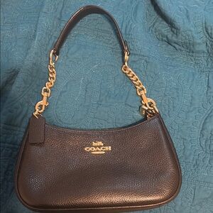 Coach Terri Leather Shoulder Bag Black